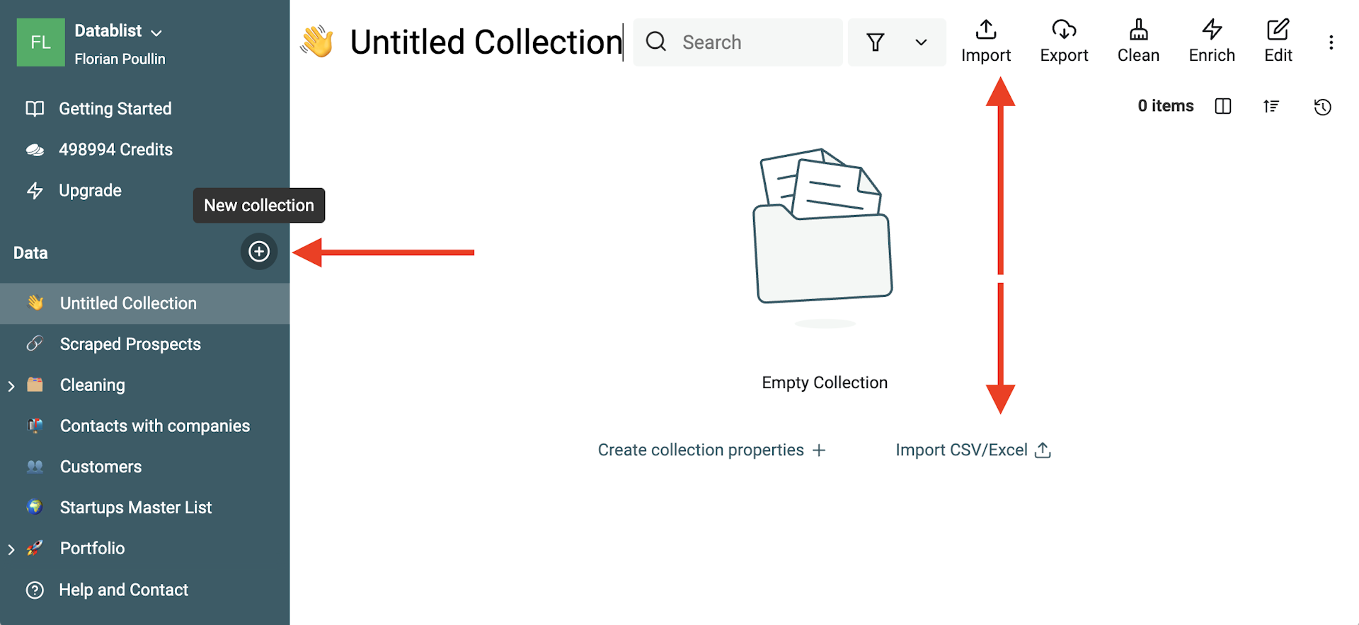 Create a collection and import your CSV