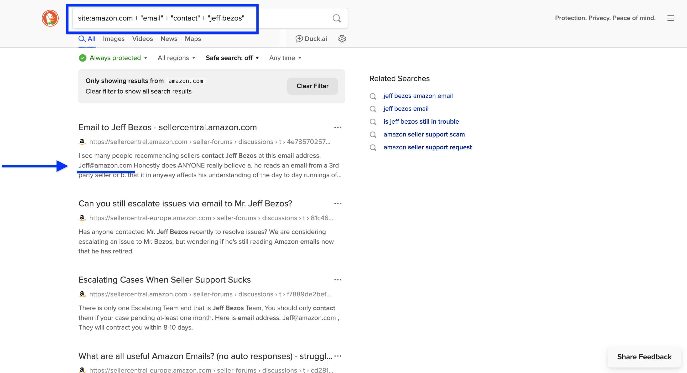 Uso de DuckDuckGo para encontrar emails