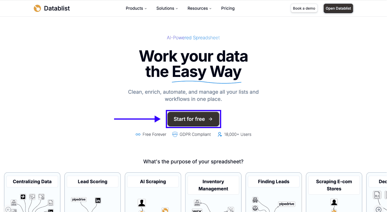 DatablistでLeadを見つける方法 - Datablistホームページ