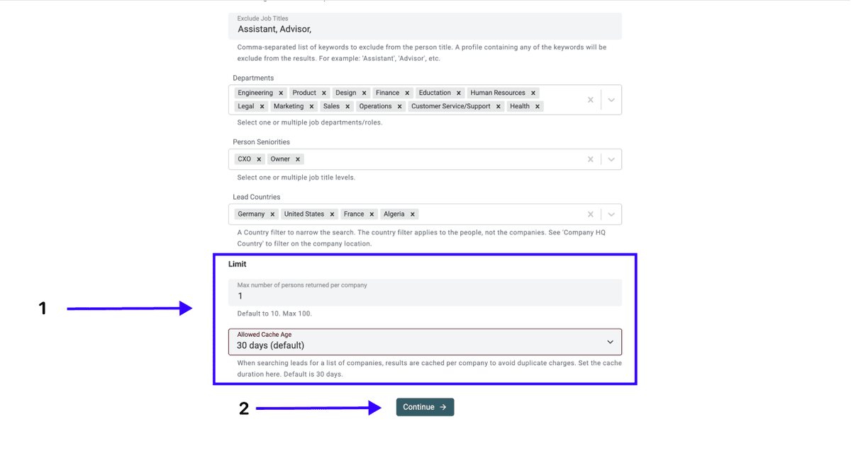 How To Find Leads With Datablist - Limit and Cache Settings