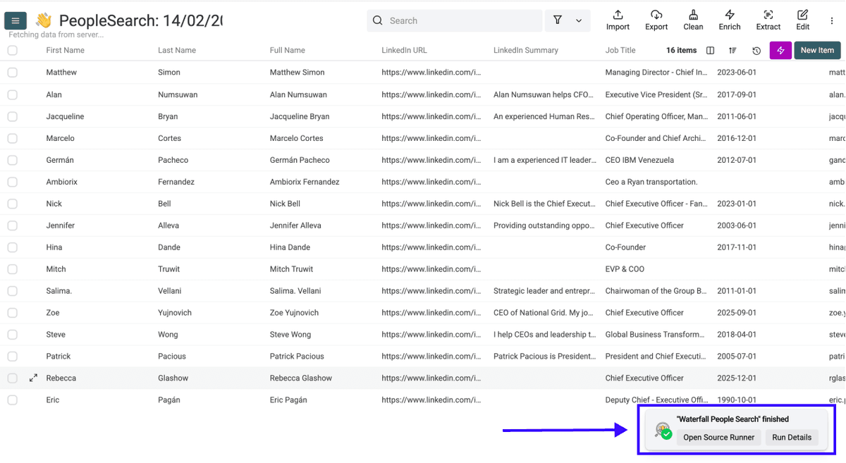 How To Find Leads With Datablist - Waterfall People Search Results