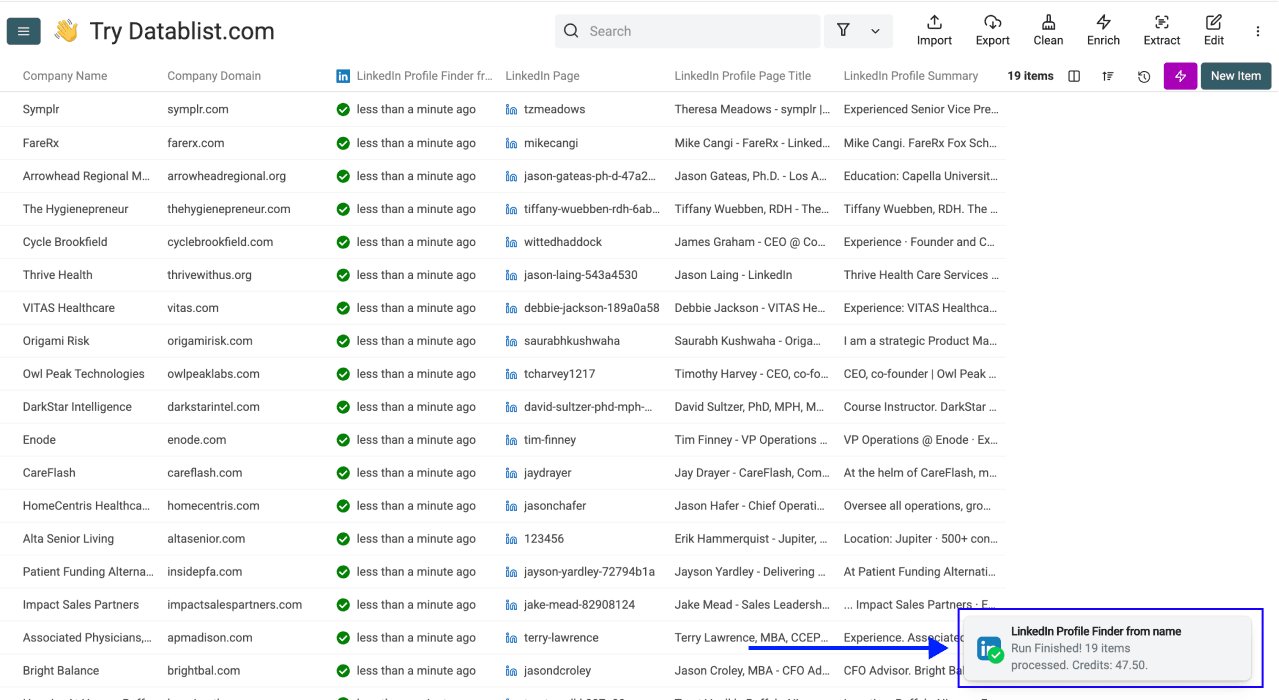 通过姓名查找电话号码 - LinkedIn Finder 结果概览