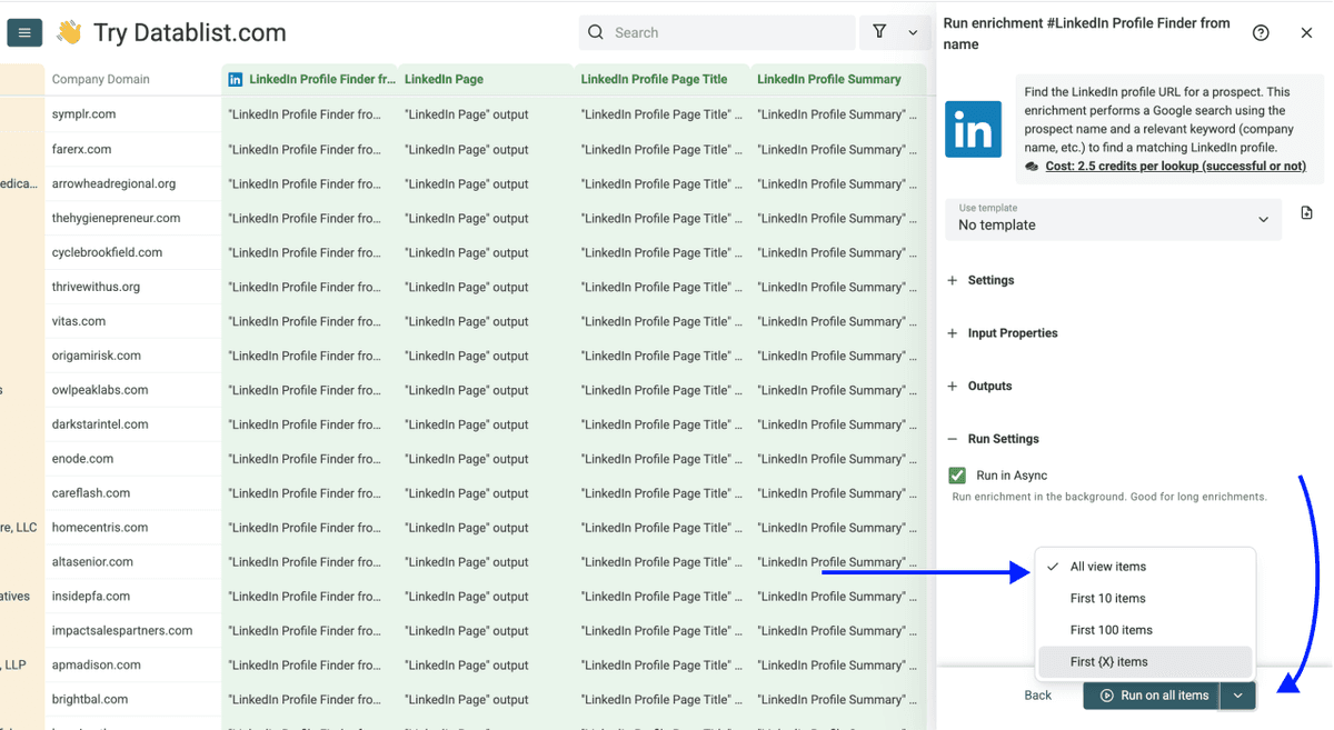 Como encontrar telefone pelo nome - Configurações de execução do LinkedIn Finder
