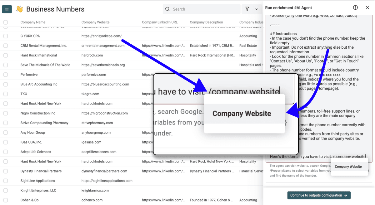 2 New Ways to Find Phone Numbers With Datablist - AI Agent Input Configuration