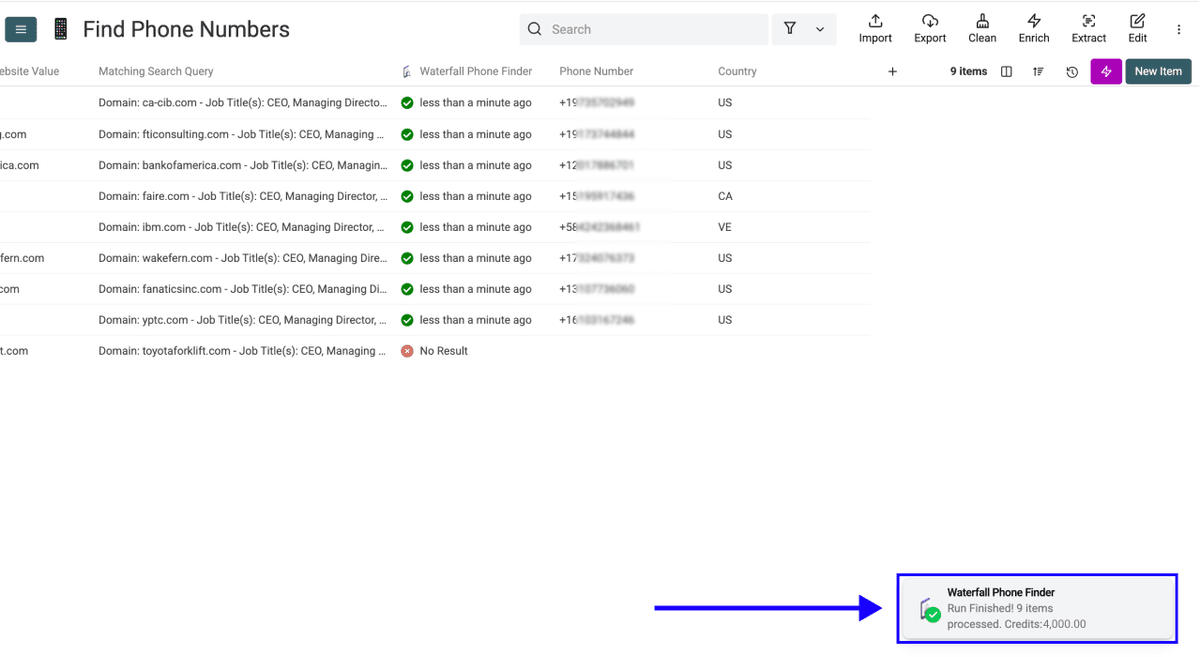 2 New Ways to Find Phone Numbers With Datablist - Waterfall Phone Finder Results Overview