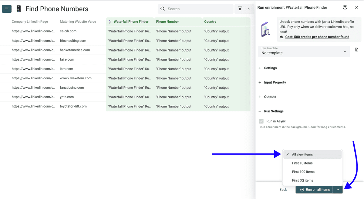 2 New Ways to Find Phone Numbers With Datablist - Run Settings