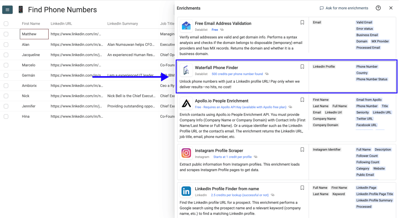 2 New Ways to Find Phone Numbers With Datablist - Enrichment Library