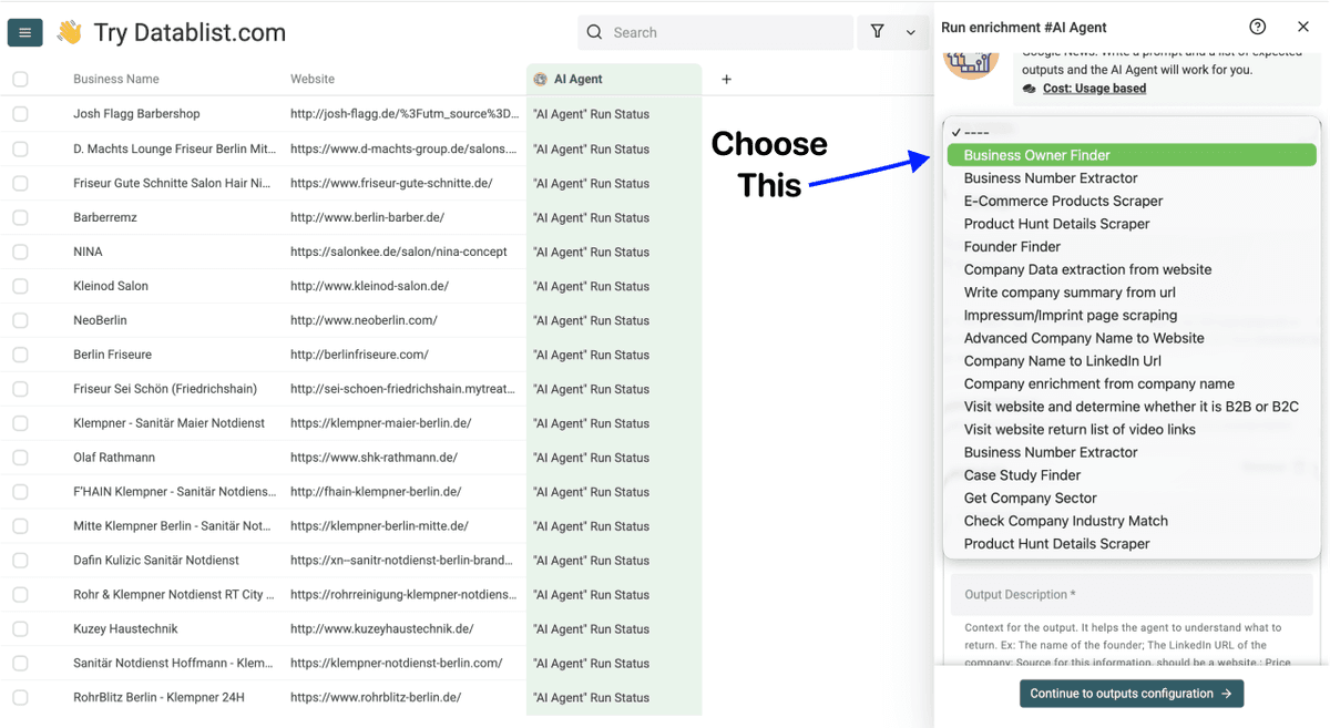 How To Find Small Business Owners - Template Selection