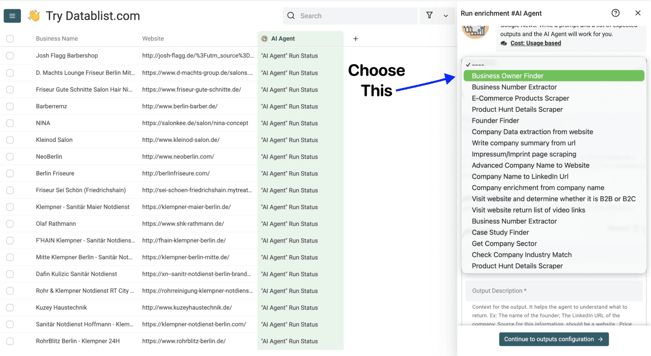 How To Find Small Business Owners - Template Selection