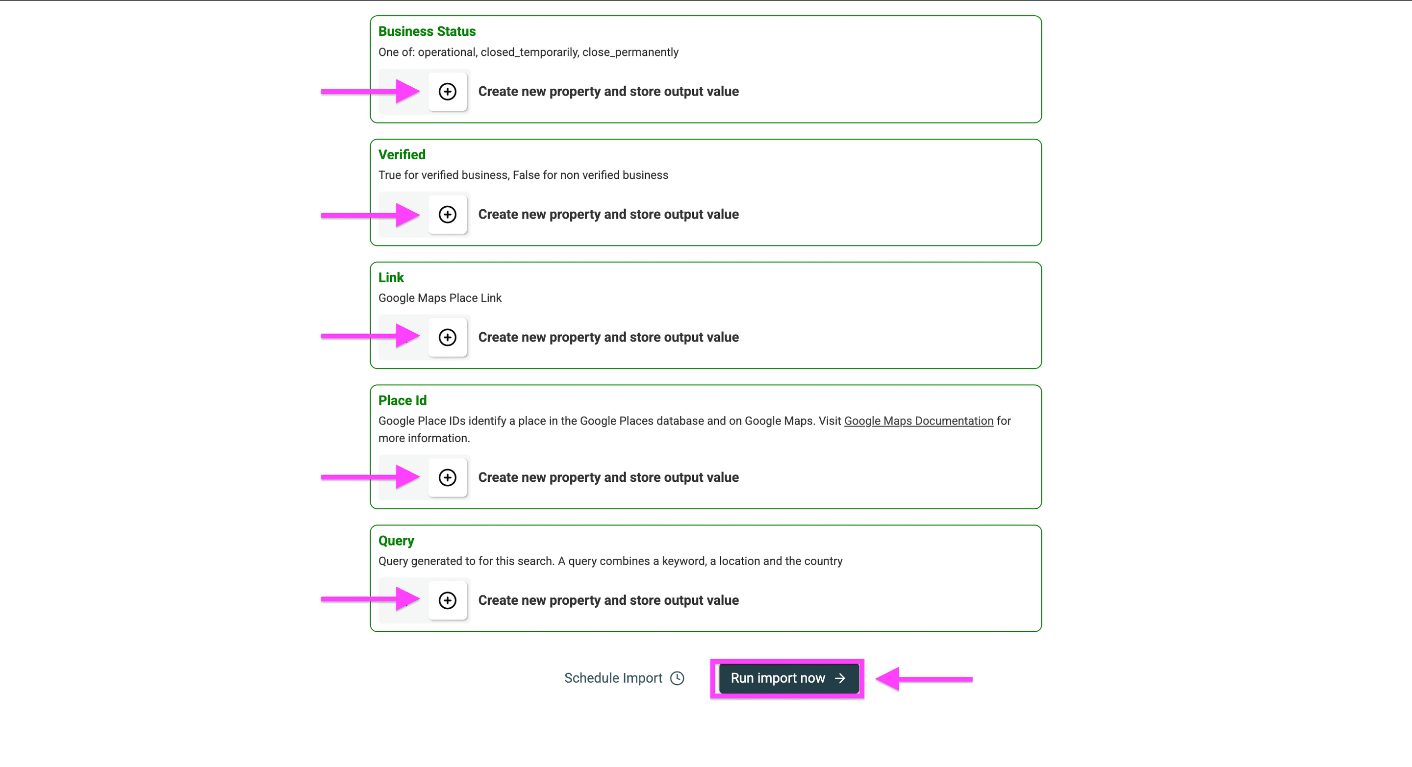 You don’t have to import every output field, choose those which are important to you