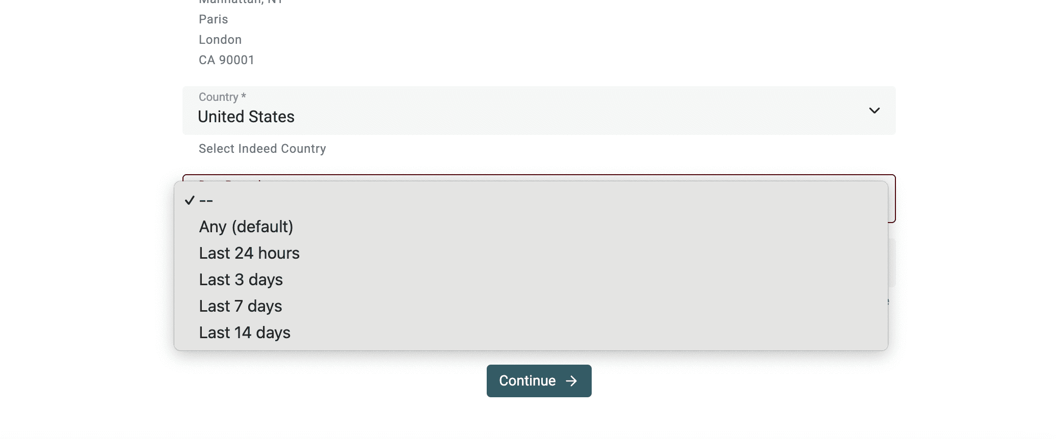 Configuración de la fecha de publicación