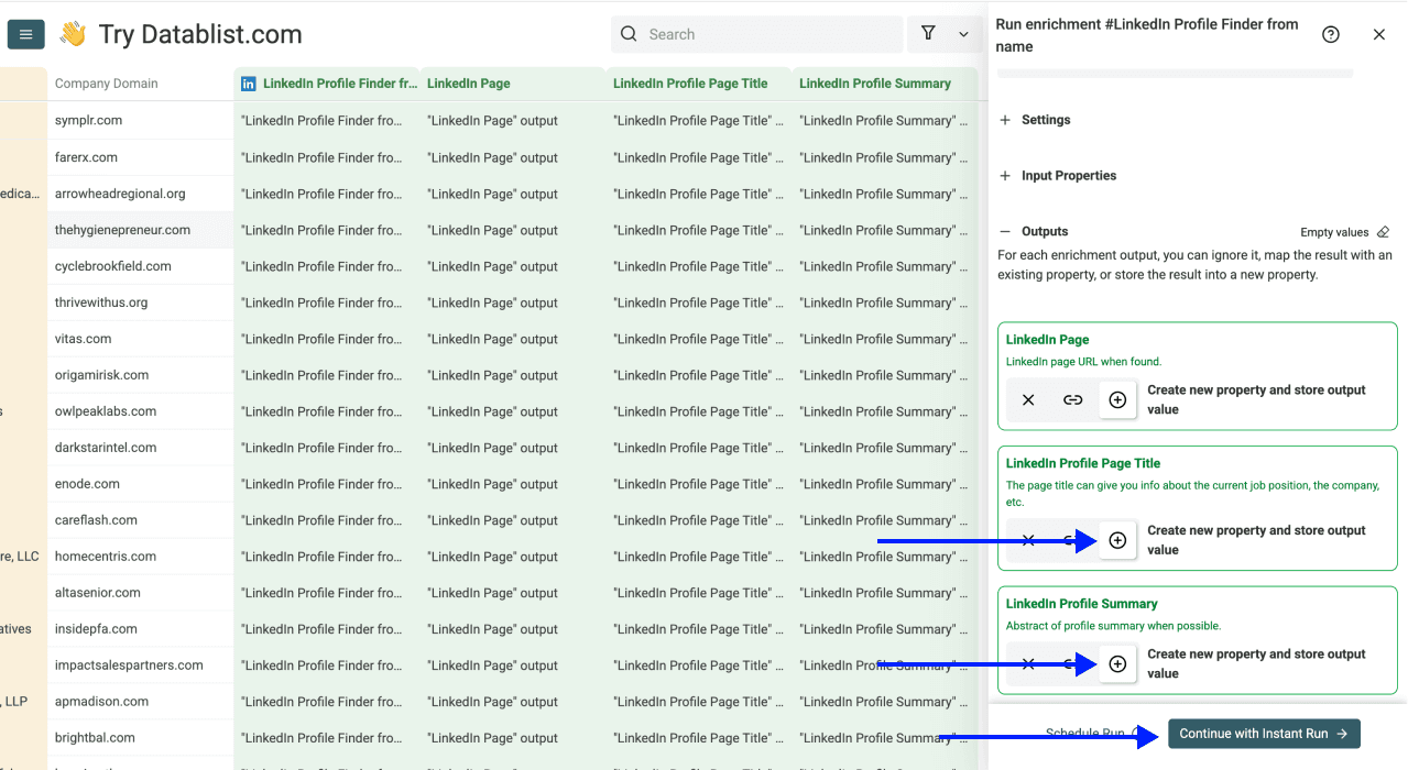 How To Find LinkedIn Profiles From Names in Bulk - Outputs Configuration