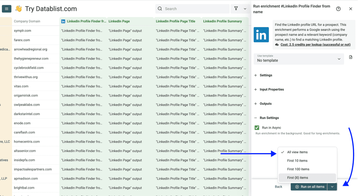 How To Find LinkedIn Profiles From Names in Bulk - Run Settings