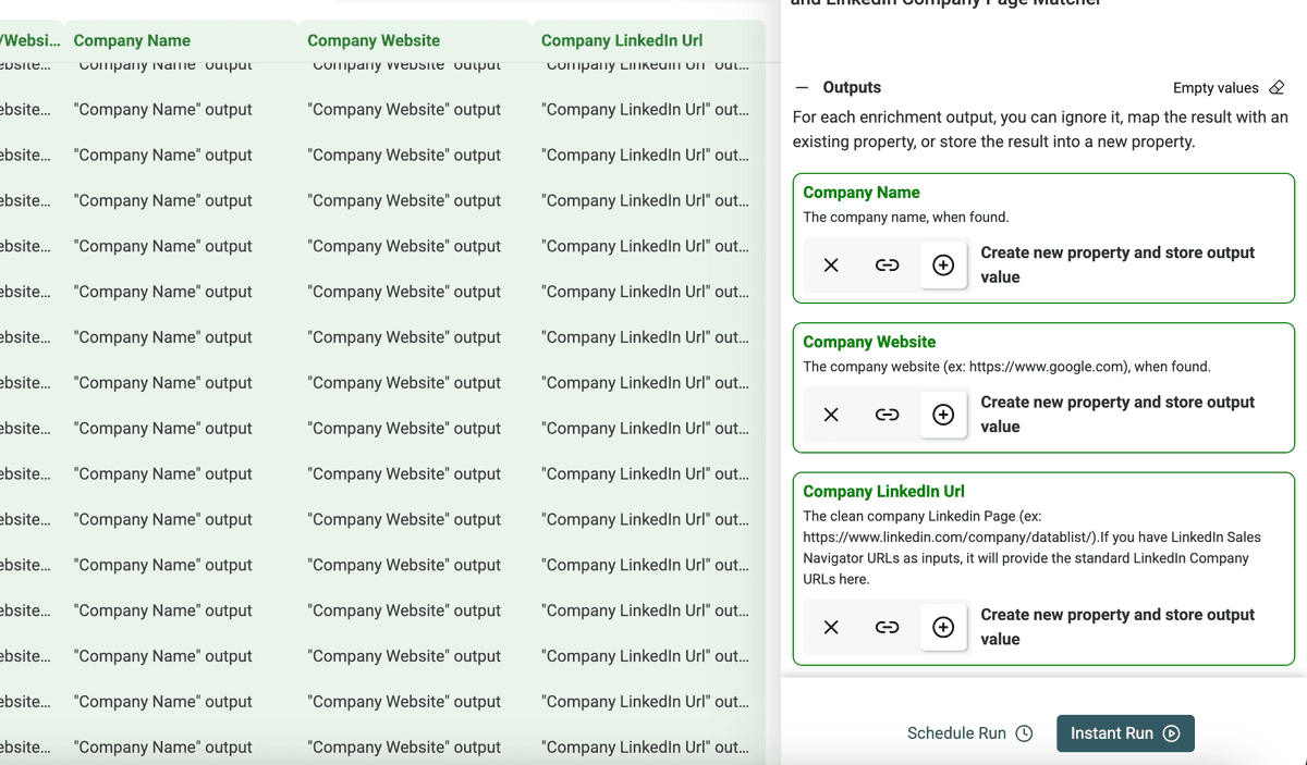 Configuration des outputs