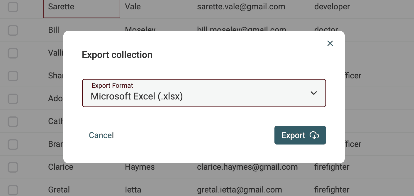 Exportar no formato Microsoft Excel