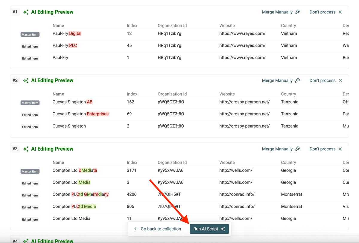 Review the script explanation and preview the changes