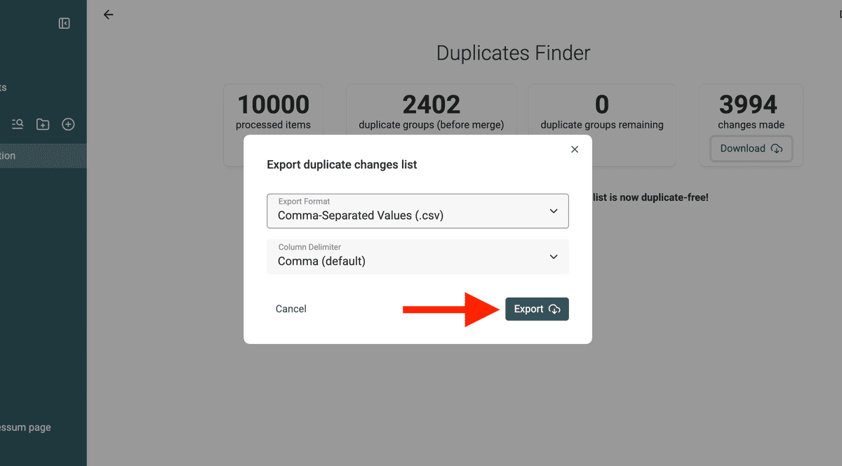 Exporter les modifications