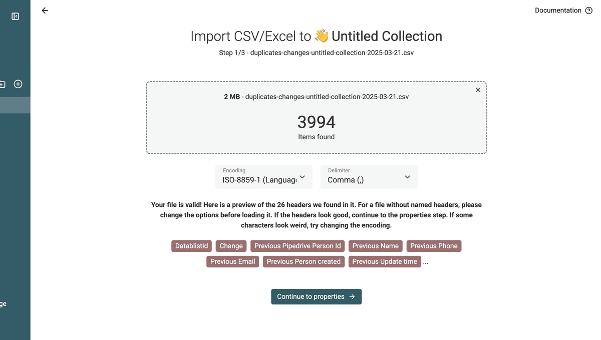 Importer les modifications CSV