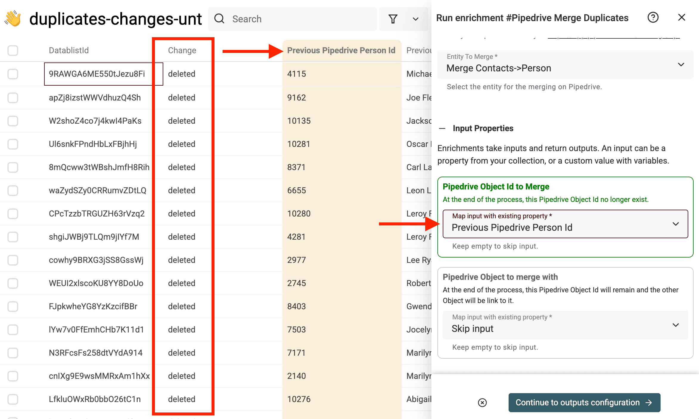 Pipedrive Object Id to Merge