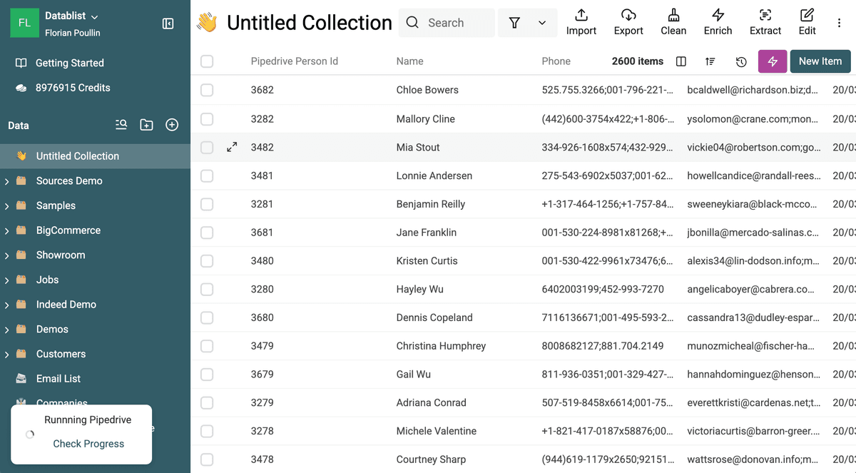 Importation de données Pipedrive