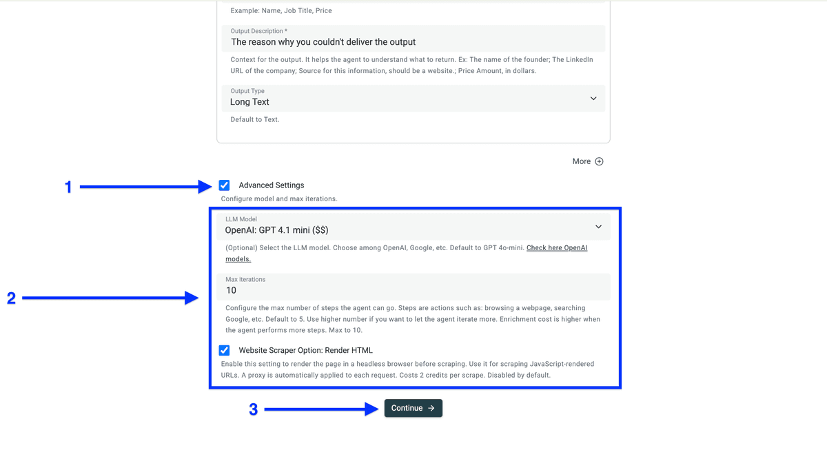 Advanced setting de l’AI Agent