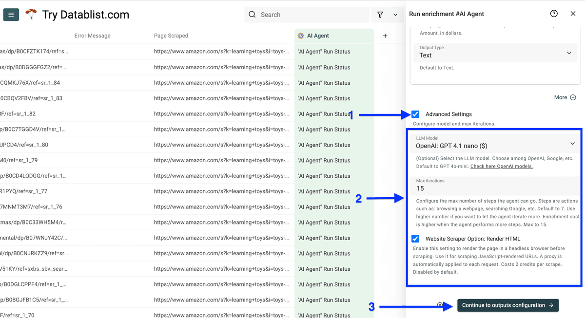 Advanced setting détails produits Amazon