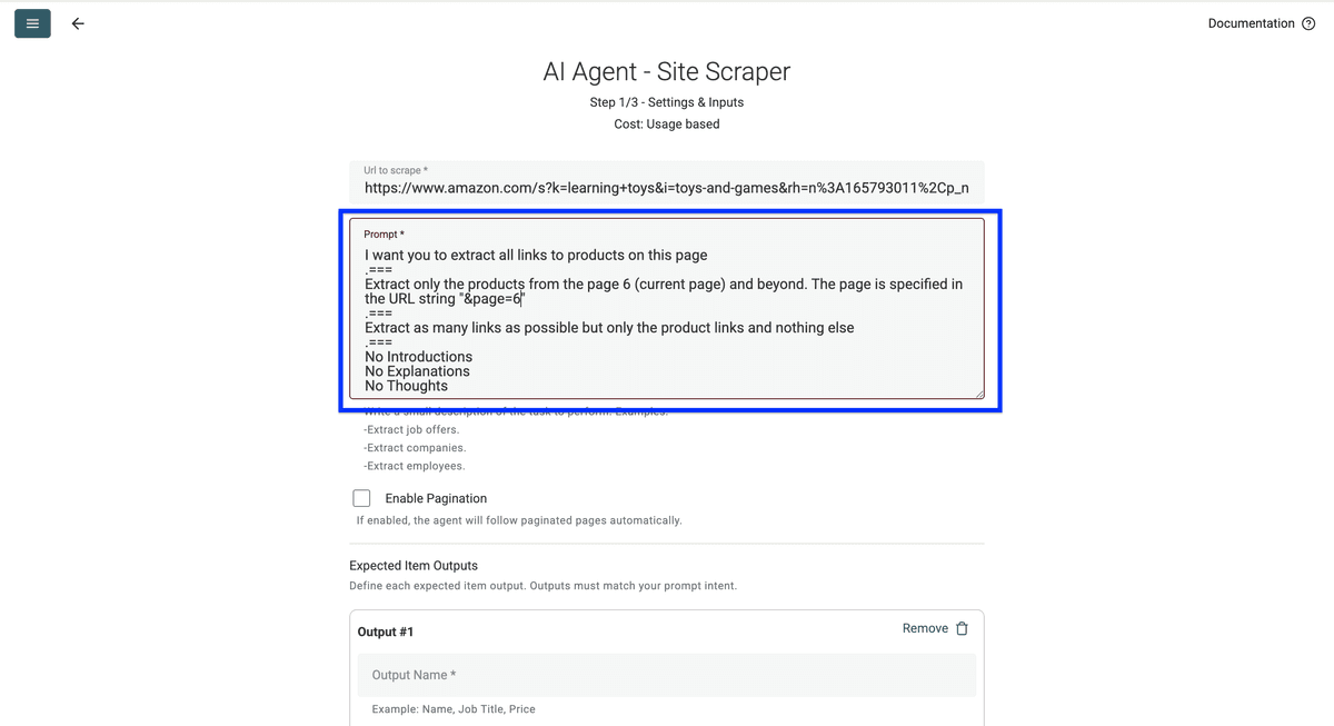 Prompt AI Agent pour scraper Amazon