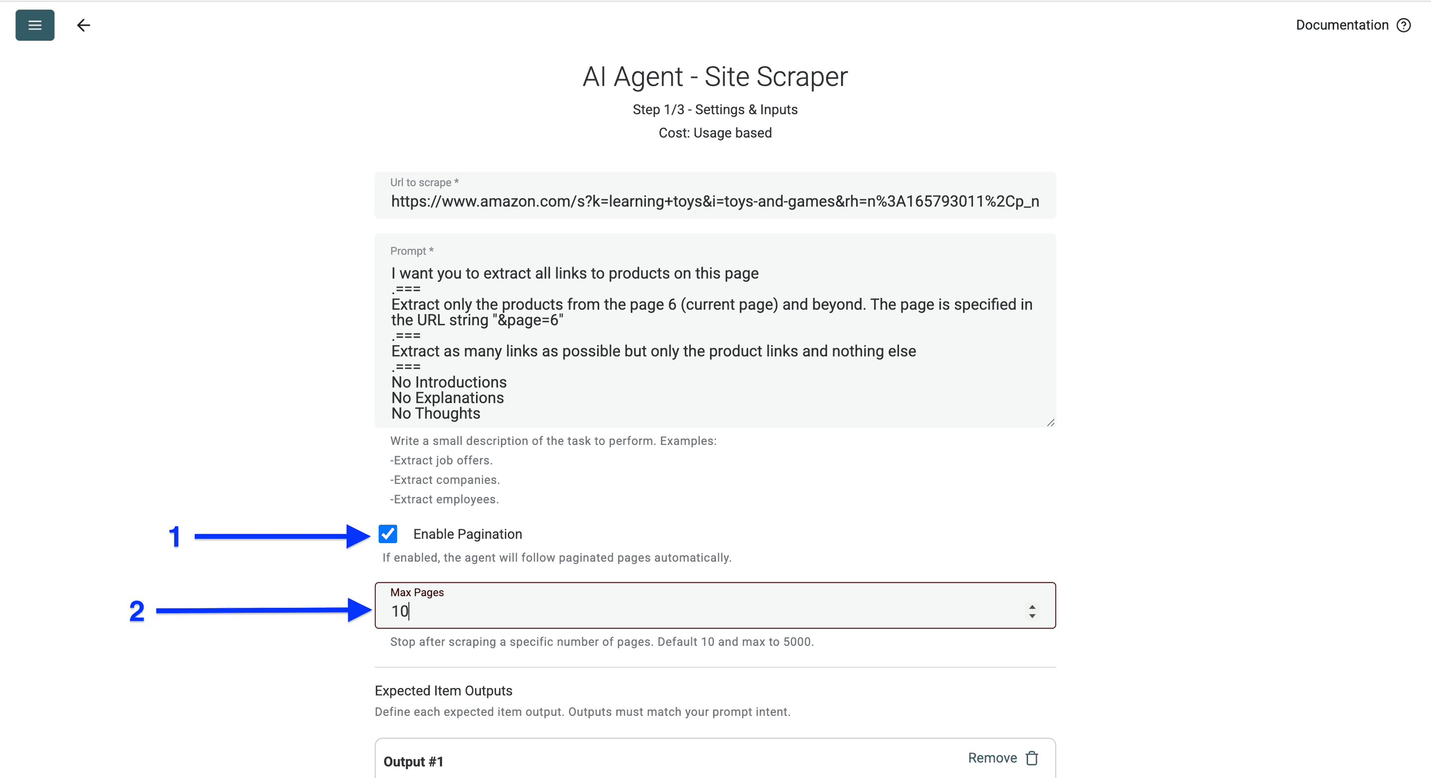 Amazon商品リンク取得用AI Agentのページネーション設定