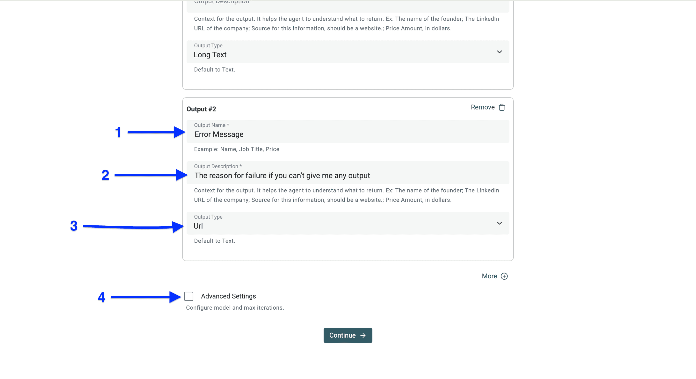 Amazon検索を取得するAI Agentの2つ目のOutput設定