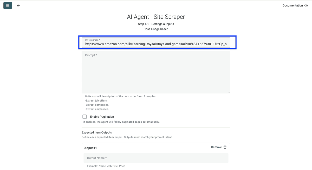 Configuration de l'URL pour scraper Amazon