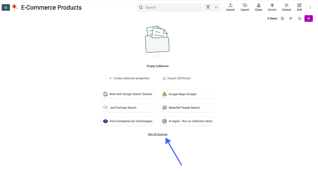 Extraia dados de qualquer site sem código - See all sources