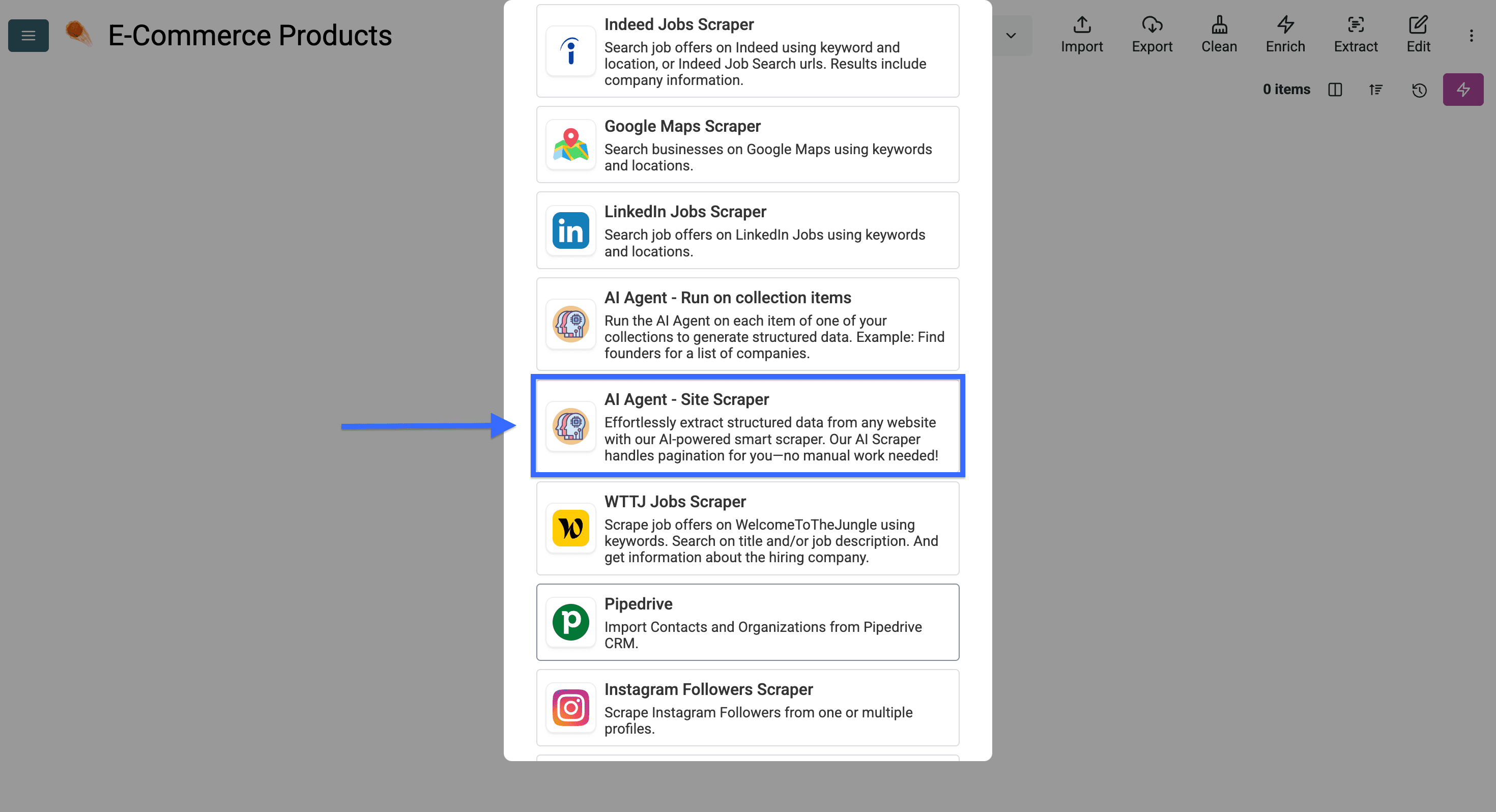 L’AI Agent Site Scraper di Datablist consente di estrarre quasi qualsiasi pagina