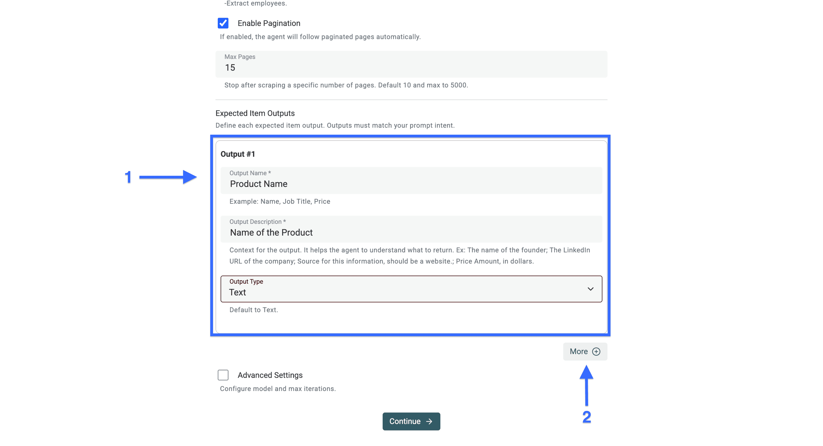 Propriedade de saída para armazenar os nomes dos produtos extraídos