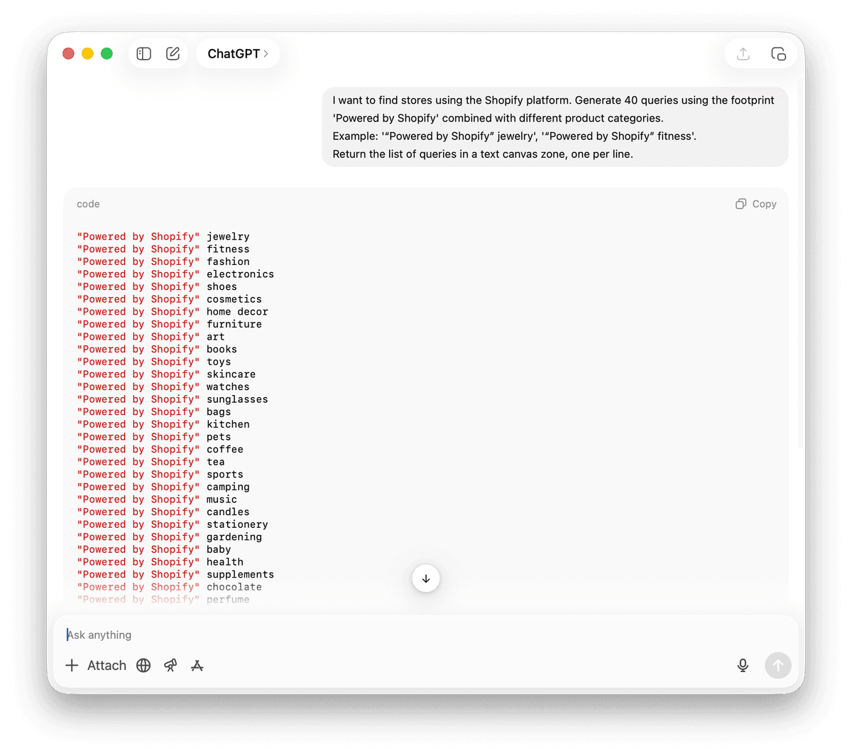ChatGPT to generate fingerprint variations