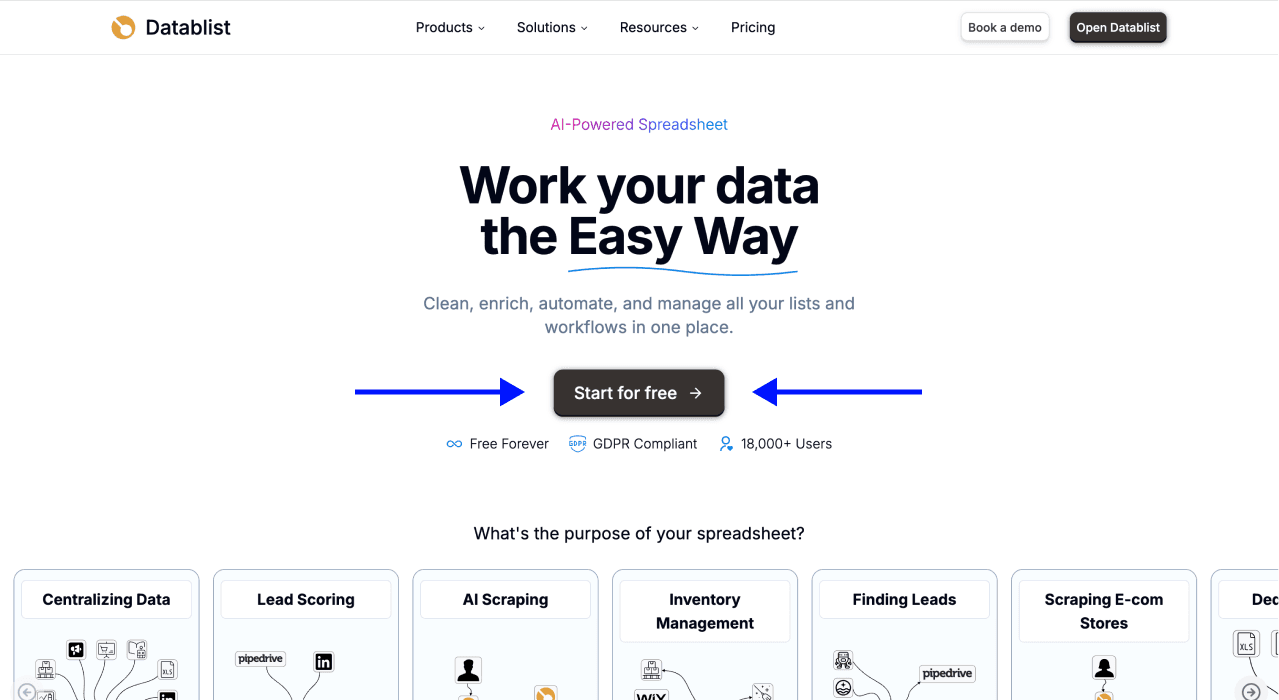 Scrape Instagram Followers - Datablist Homepage