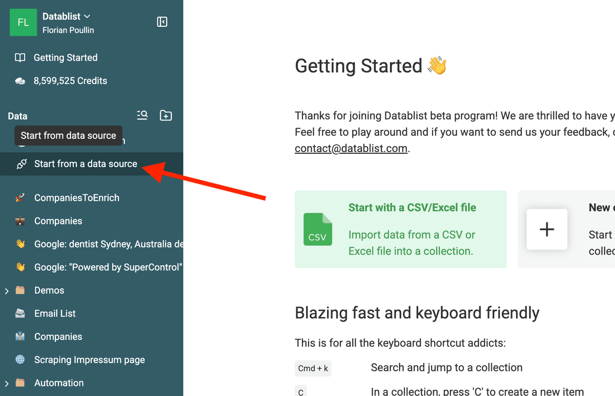 Start Data Source