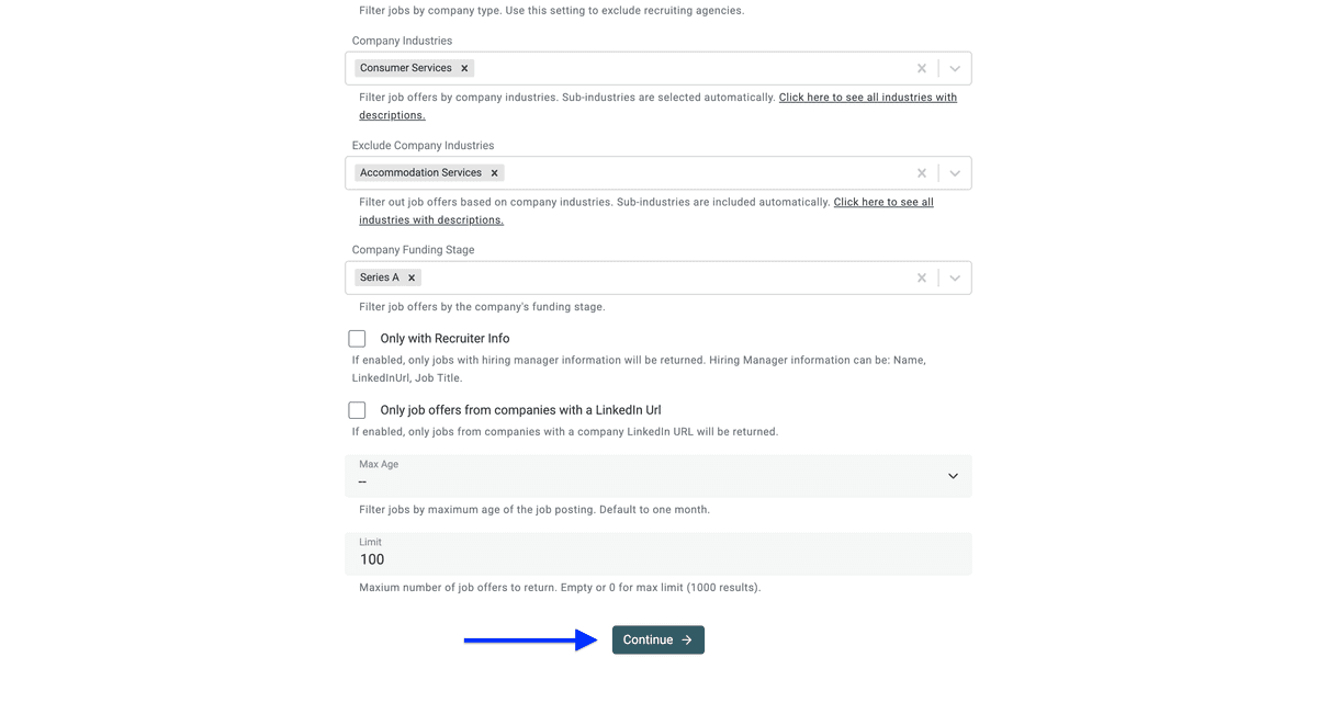 Search filter in our jobs aggregator