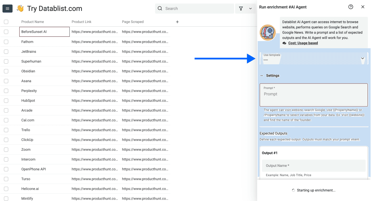 How To Scrape Product Hunt With Datablist - AI Research Agent