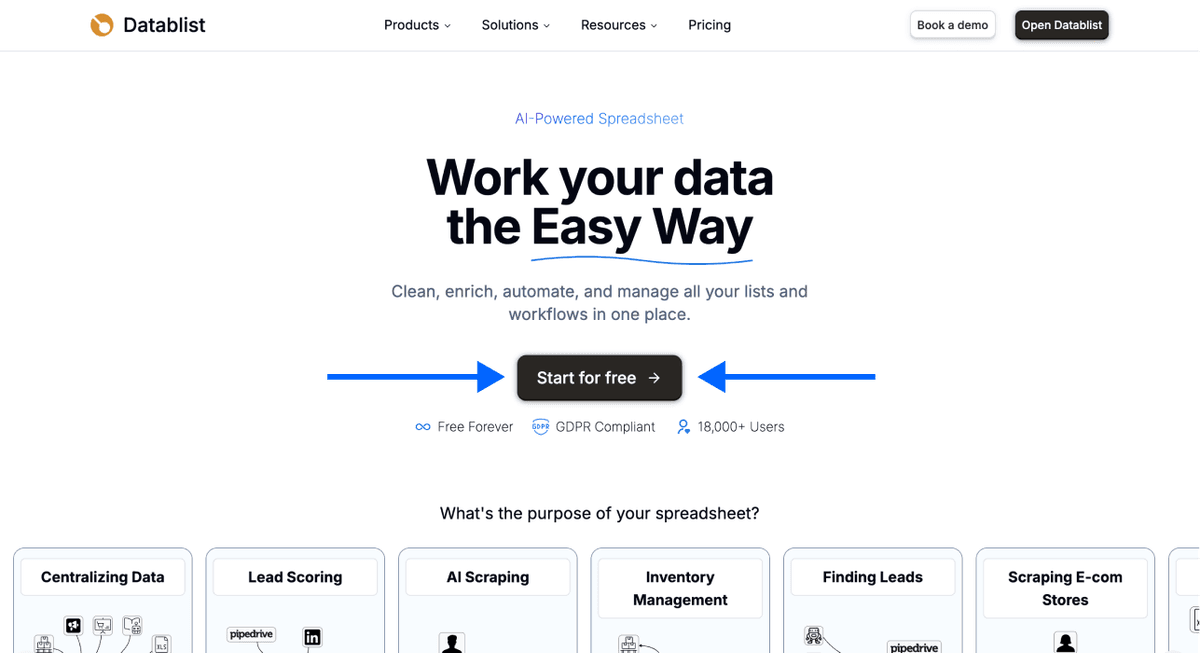 Datablist home page