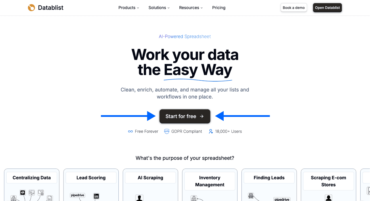 Datablist home page
