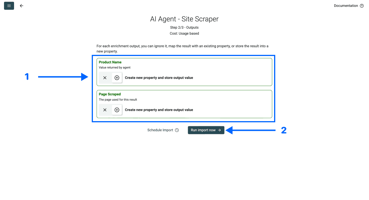 Datablist AI scraping agentの出力選択