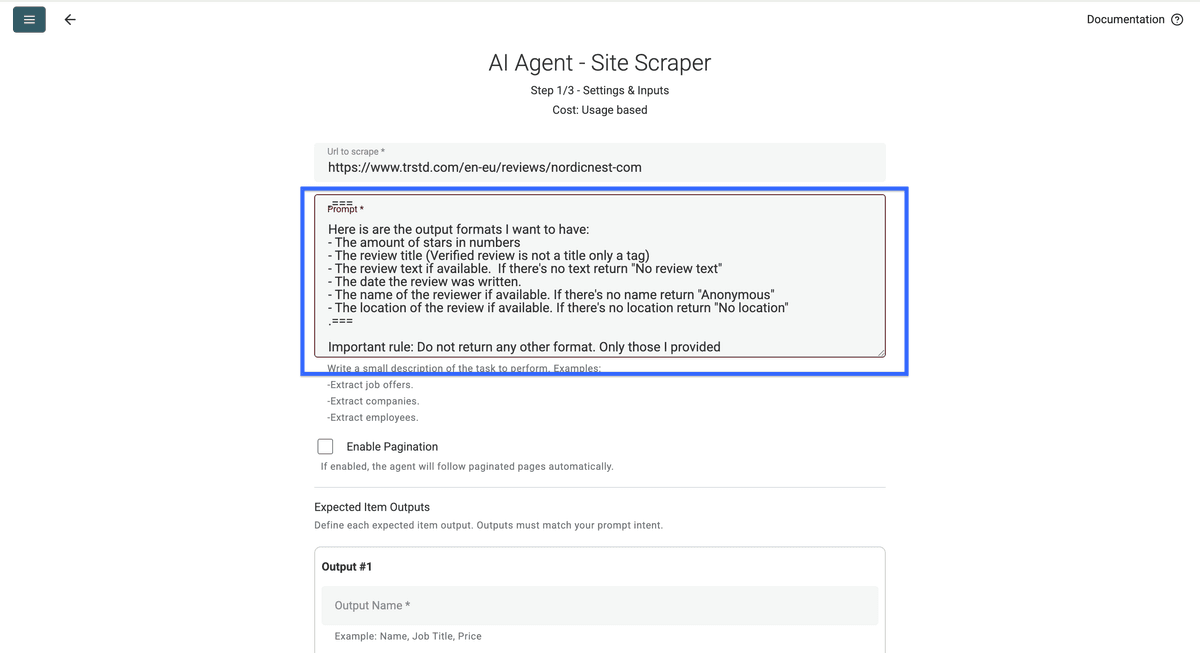 Plus le prompt est précis, meilleur est le scraping