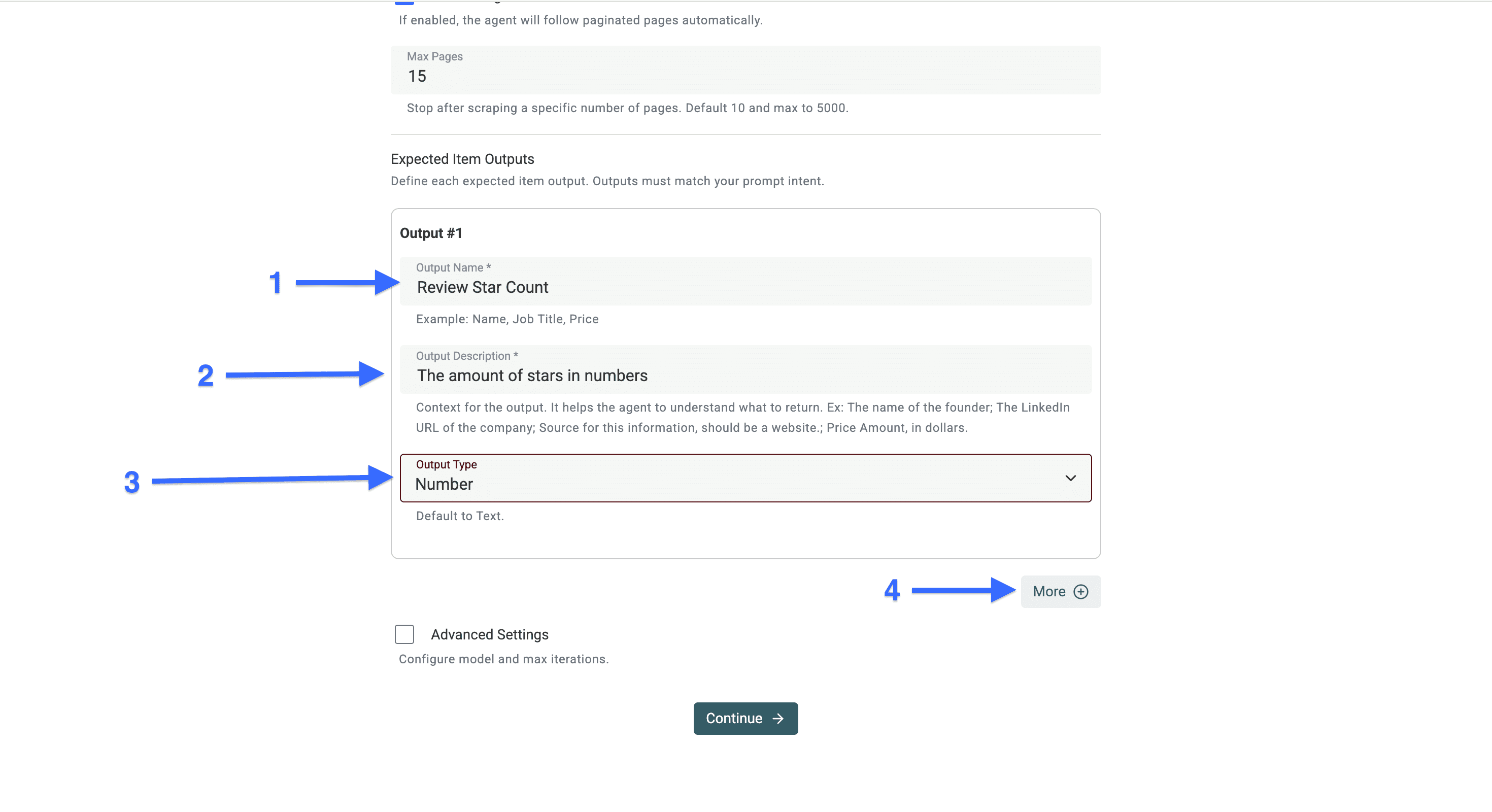 Le champ principal pour chaque avis