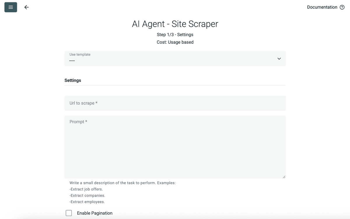 AI Agent scraper de site sur Datablist