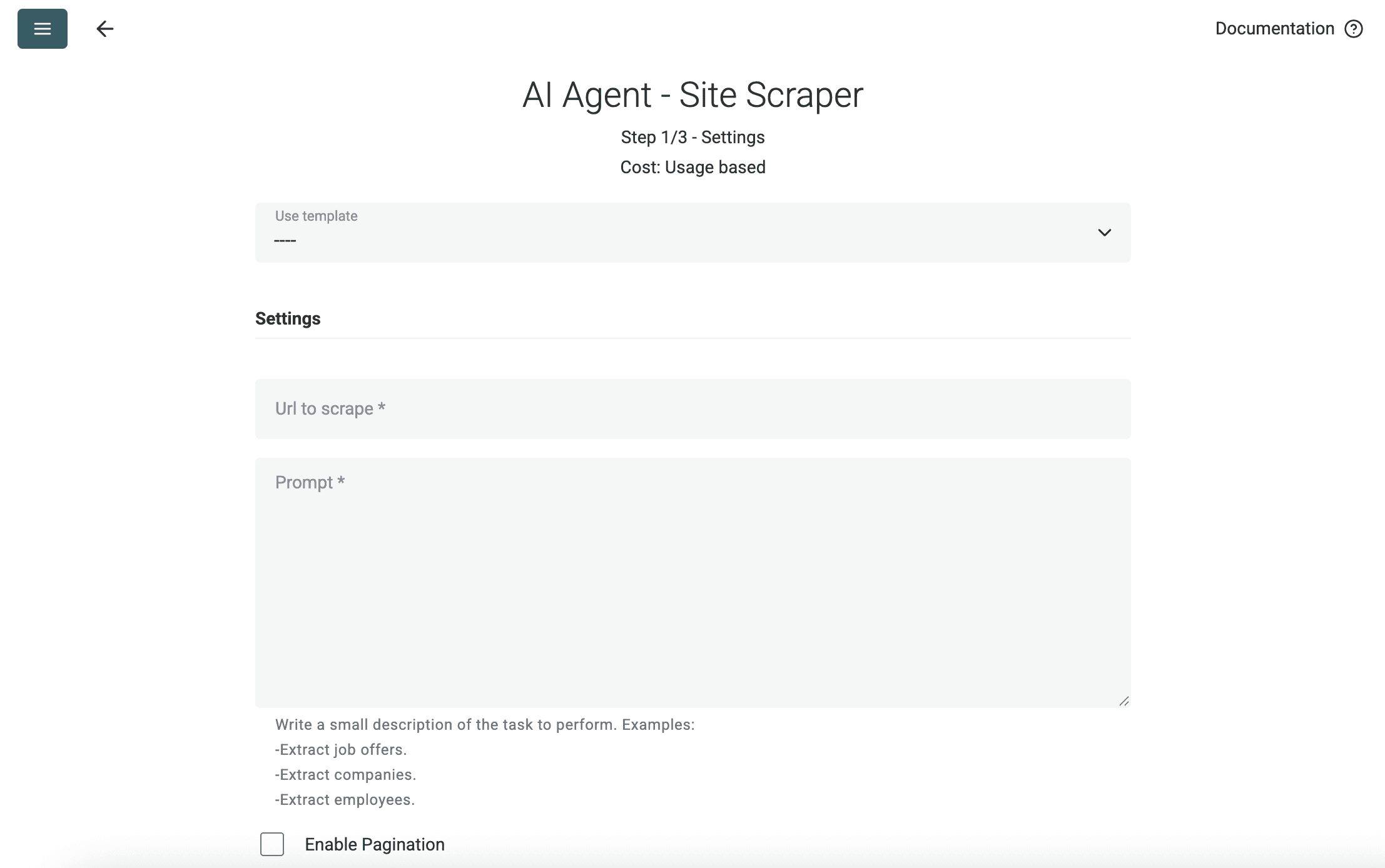 DatablistのAI Agent site scraper