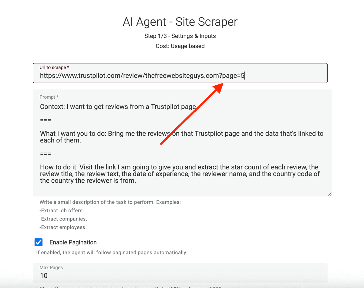 Champ URL édité pour reprendre à une autre page