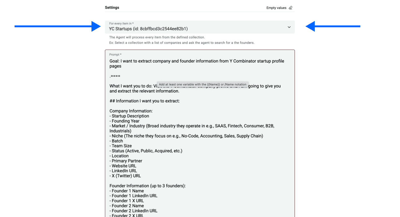 Selecting a collection