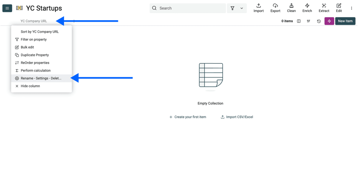 Property settings