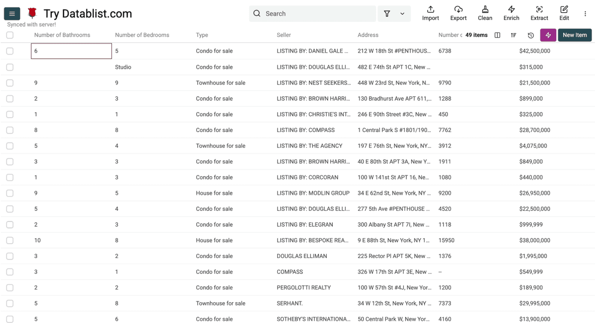 Zillow Property Scraper, end results
