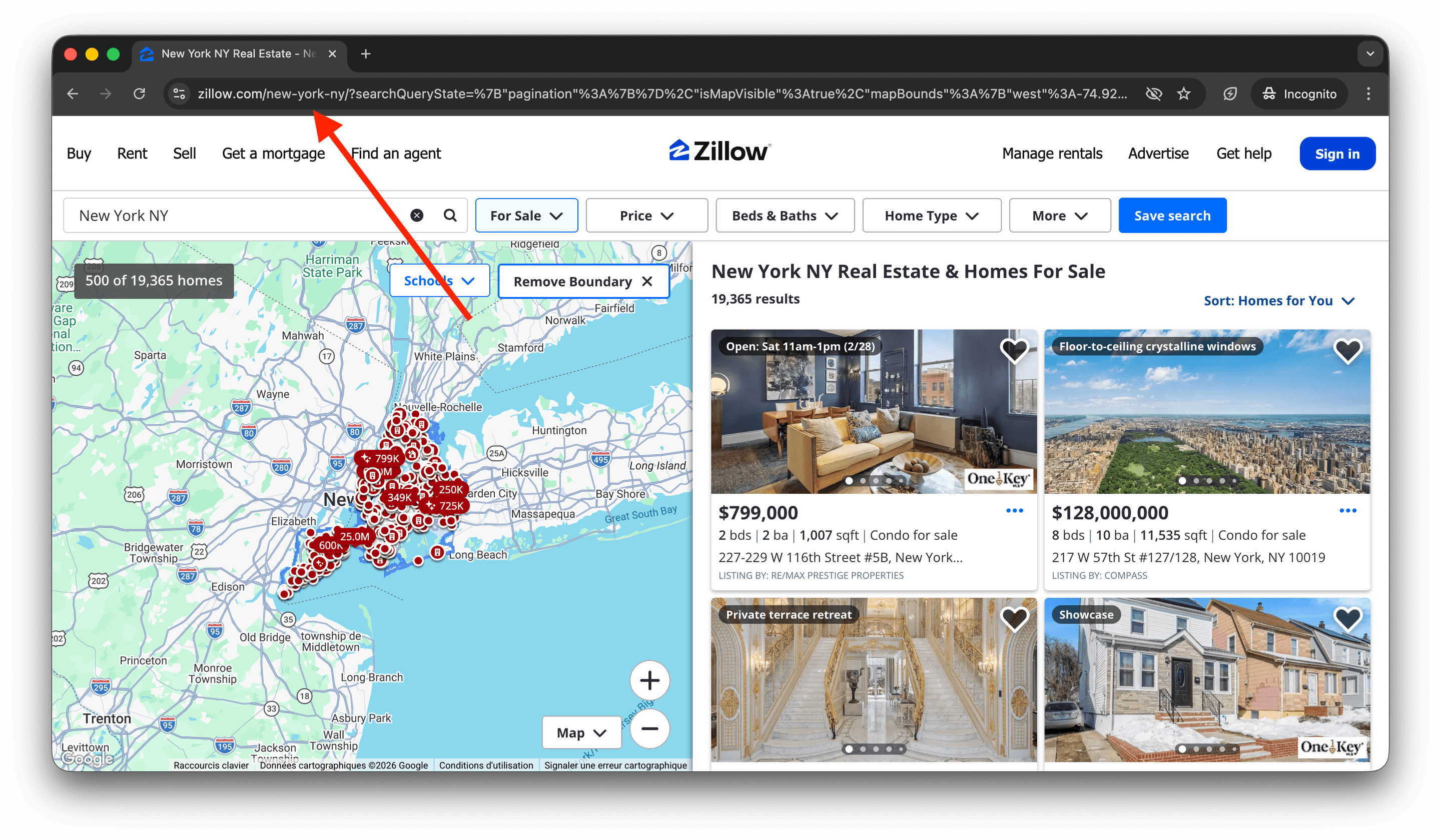 Zillowの物件一覧